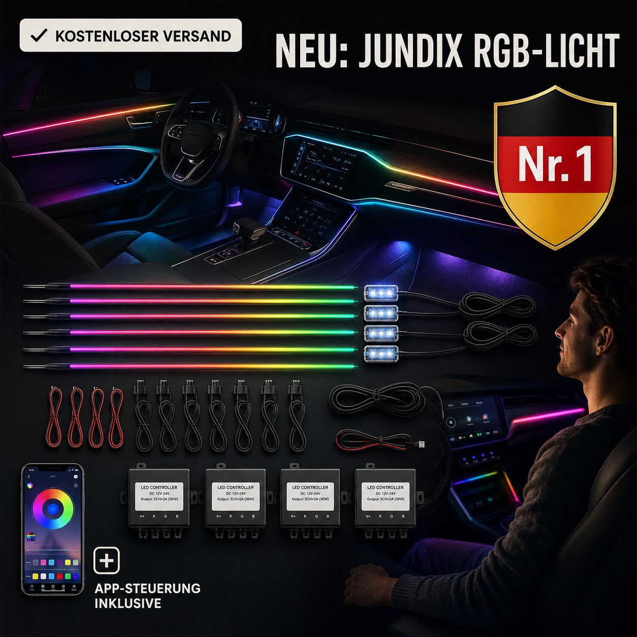 Jundix Ambientelicht-Set fürs Auto