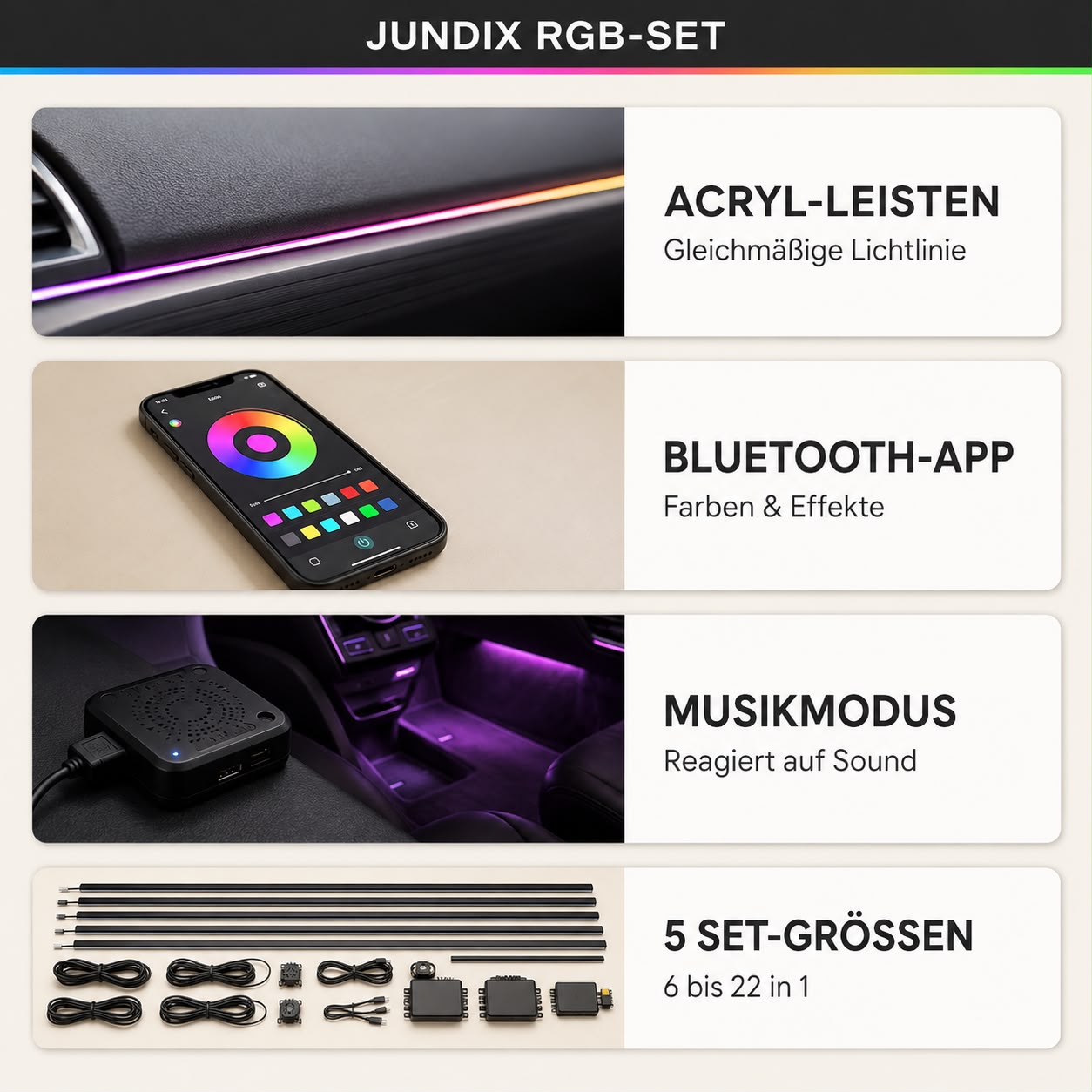 Jundix Ambientelicht-Set fürs Auto